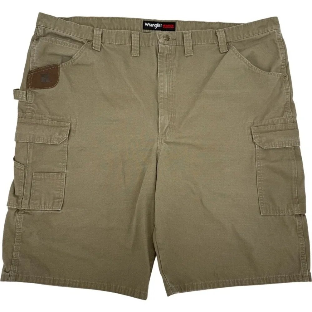 WRANGLER 50 Riggs Workwear Cargo Shorts Brown Ripstop Utility Carpenter Rugged